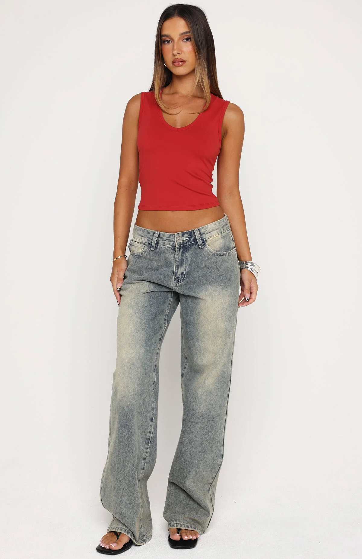 All Around You V Neck Tank Top Red - Image 5
