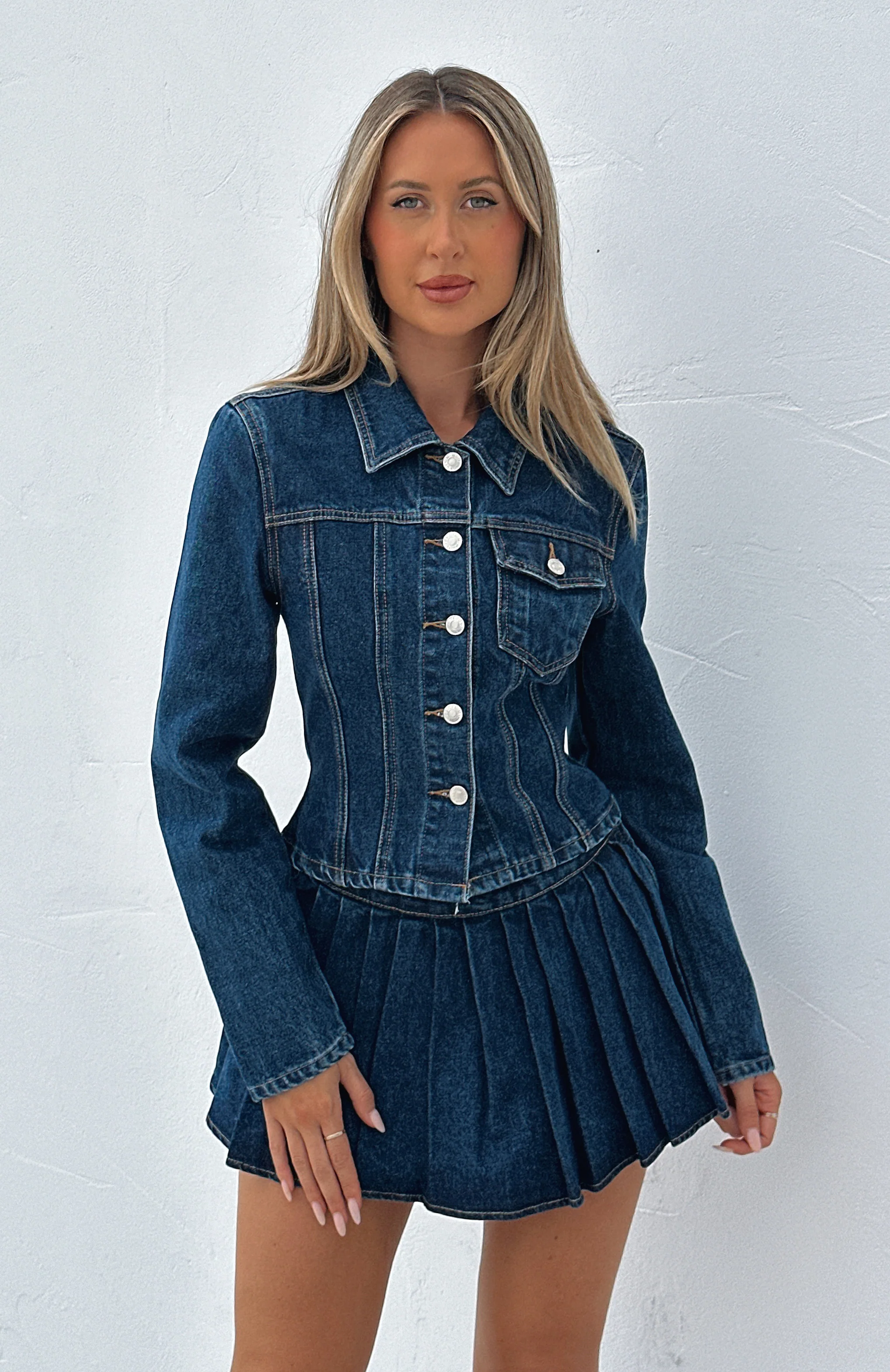 Ayla Denim Mini Skort Dark Blue - Image 5