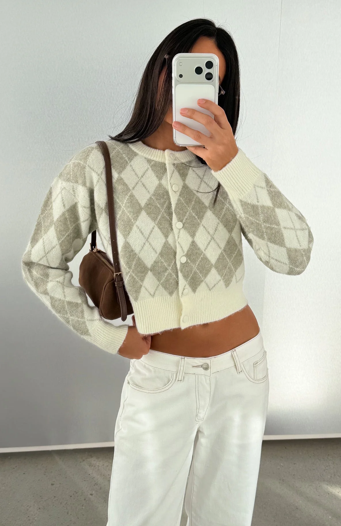 Beaufort Argyle Knit Cardigan Sage/Cream