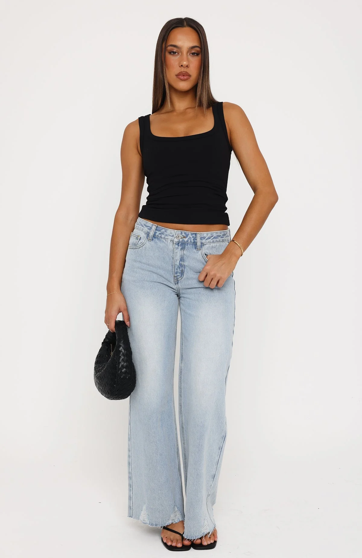 Big City Dreams Mid Rise Wide Leg Jeans Light Blue - Image 2