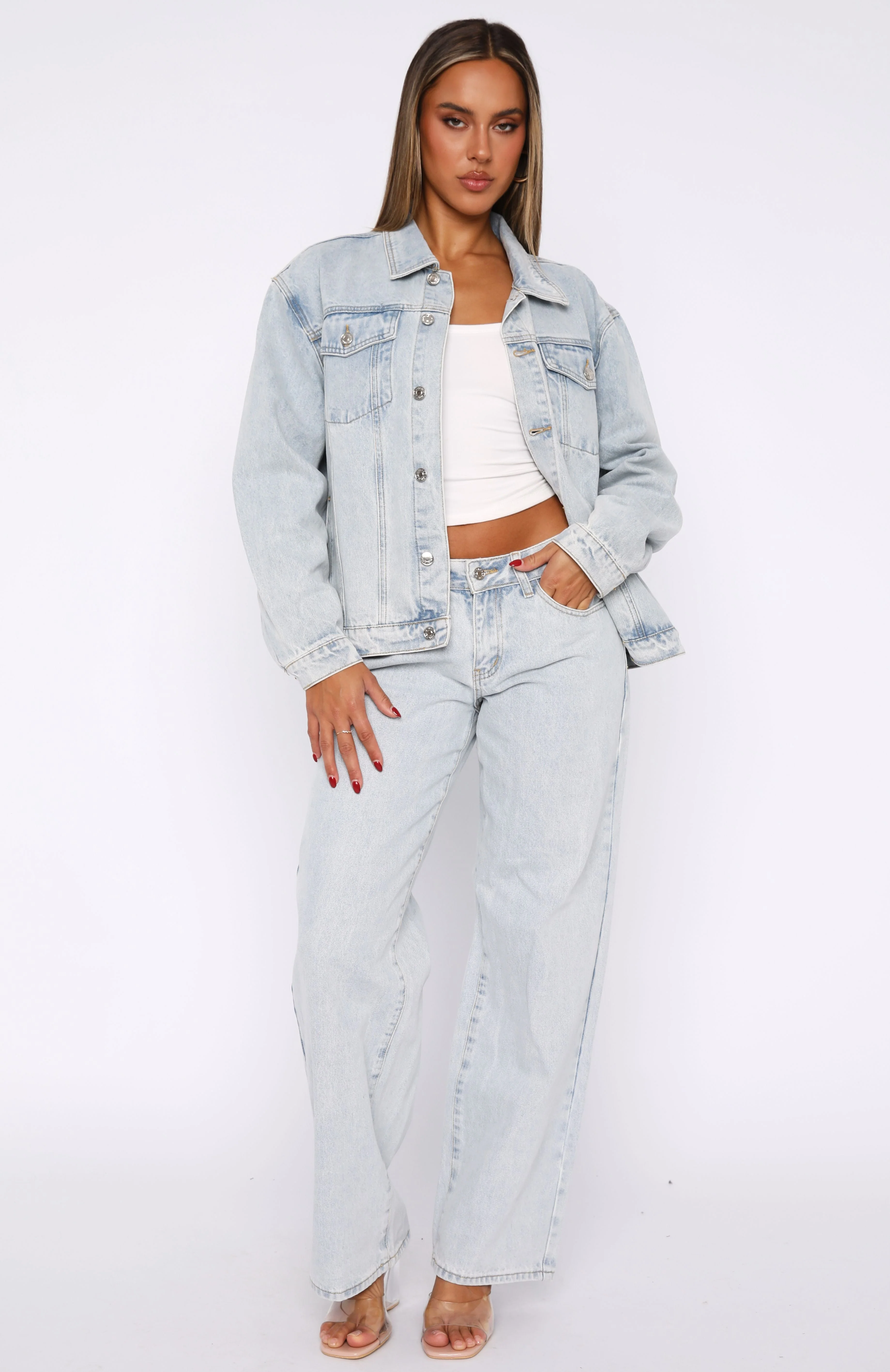 Bring The Style Low Rise Wide Leg Jeans Glacier Blue - Image 5