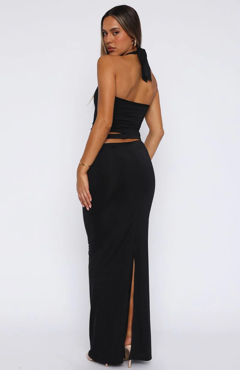 Broken Hearted Maxi Skirt Black - Image 4