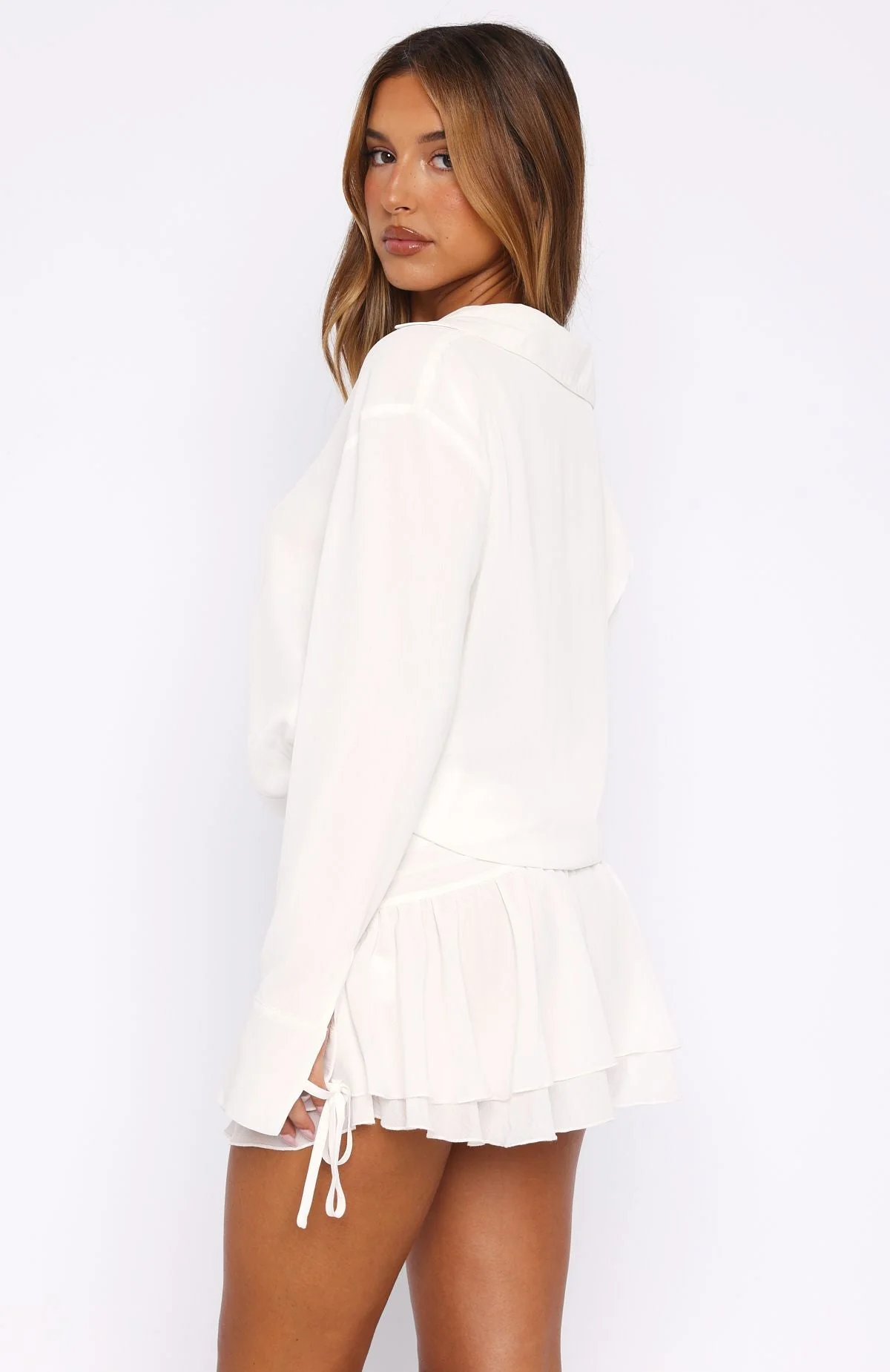 Can't Get Me Long Sleeve Mini Dress White - Image 5