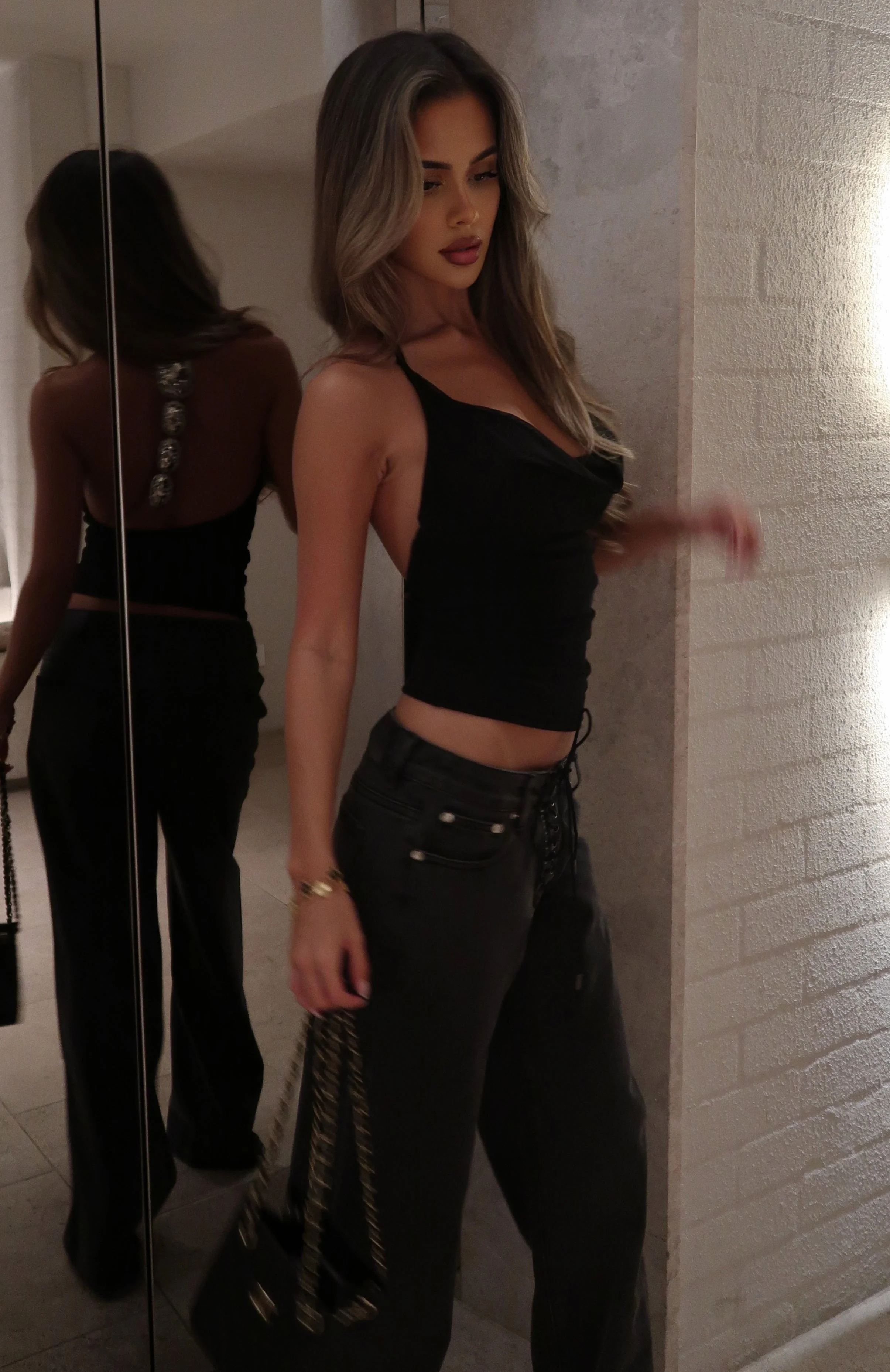 Celestial Curve Halter Top Black - Image 9
