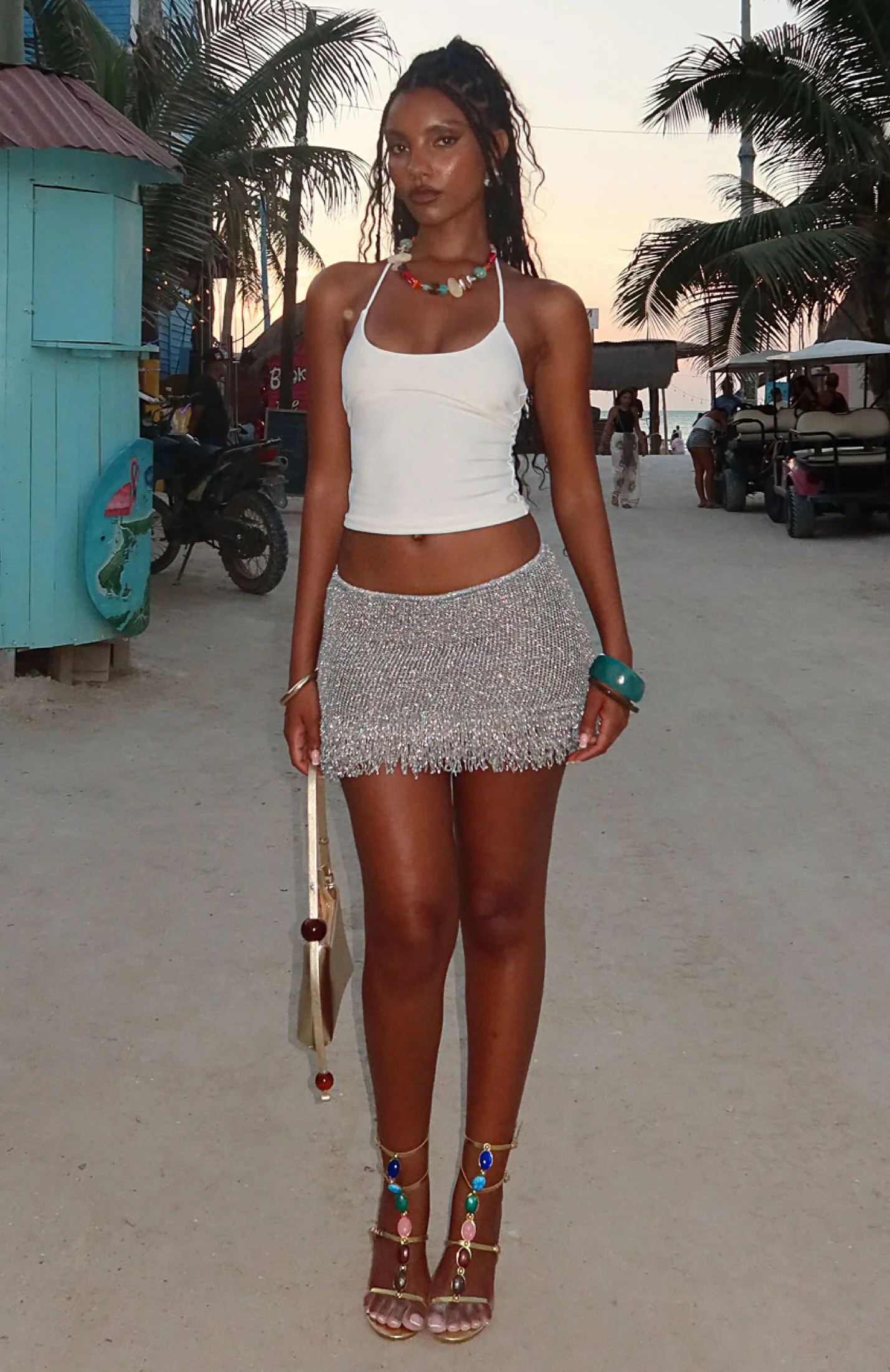 Cha Cha Knit Mini Skirt Silver - Image 2