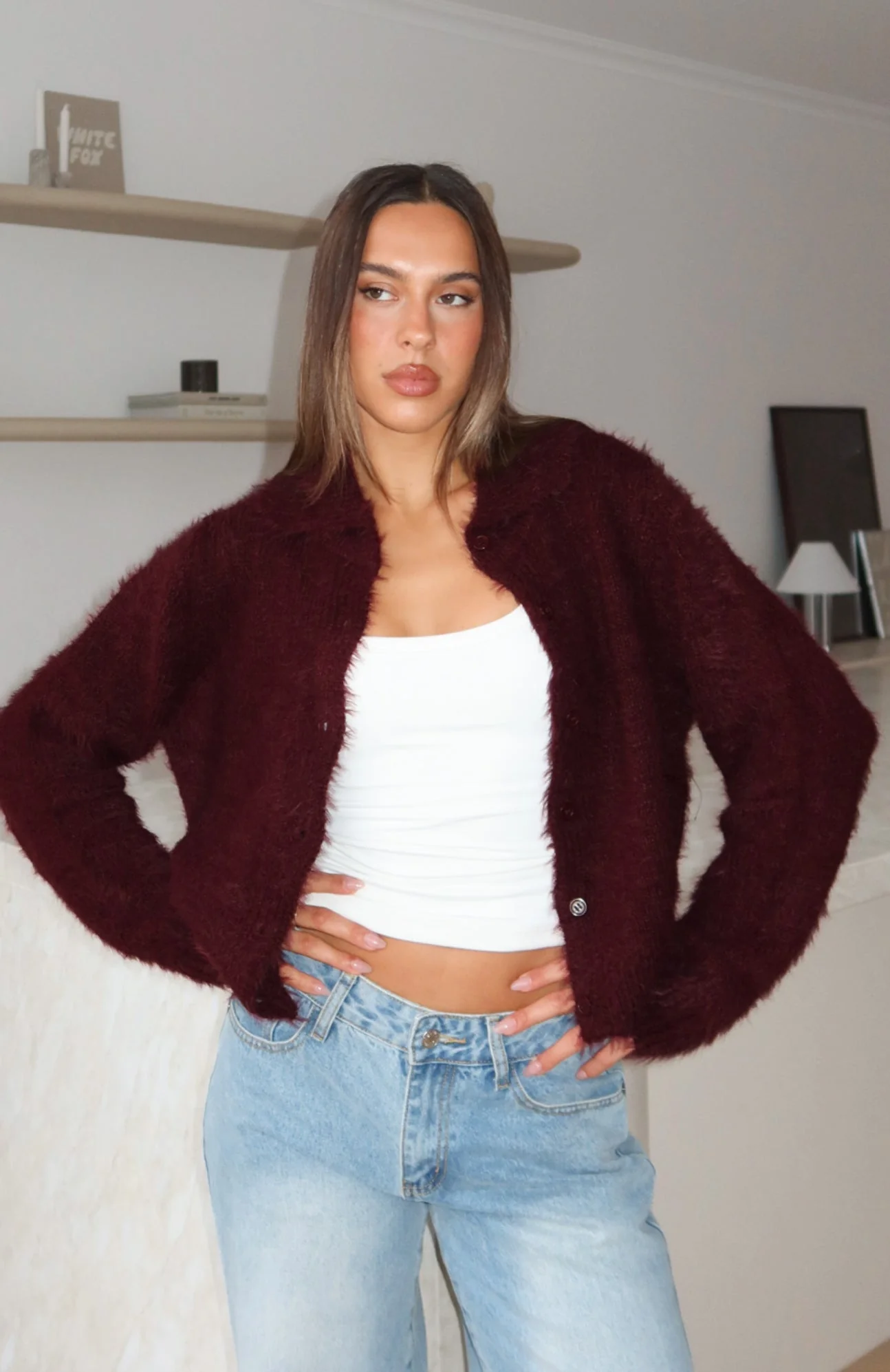 Chill Luxe Knit Cardigan Merlot - Image 6