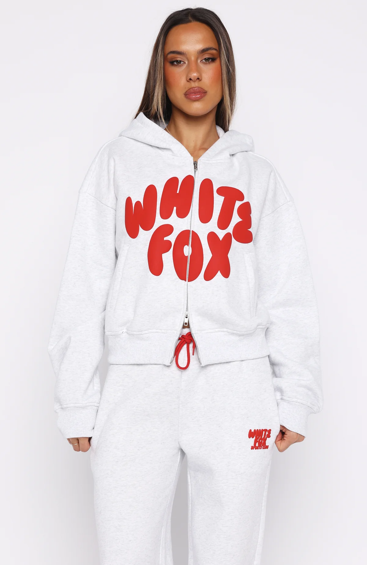 Club 14 Allie Boxy Zip Front Hoodie Grey Marle - Image 3