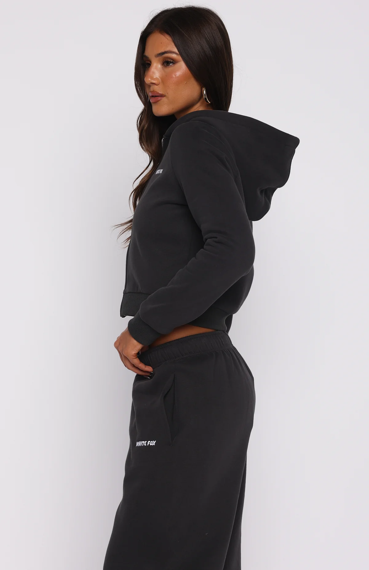 Comfy And Cute Slim Zip Front Hoodie Charcoal - Image 3