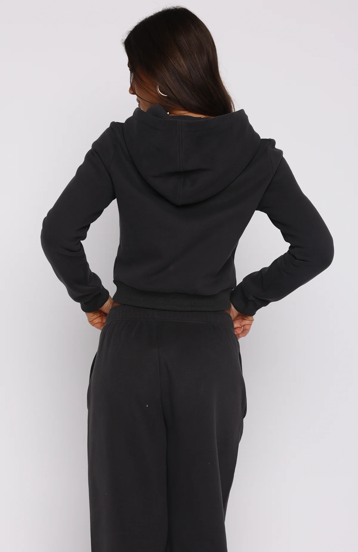 Comfy And Cute Slim Zip Front Hoodie Charcoal - Image 4