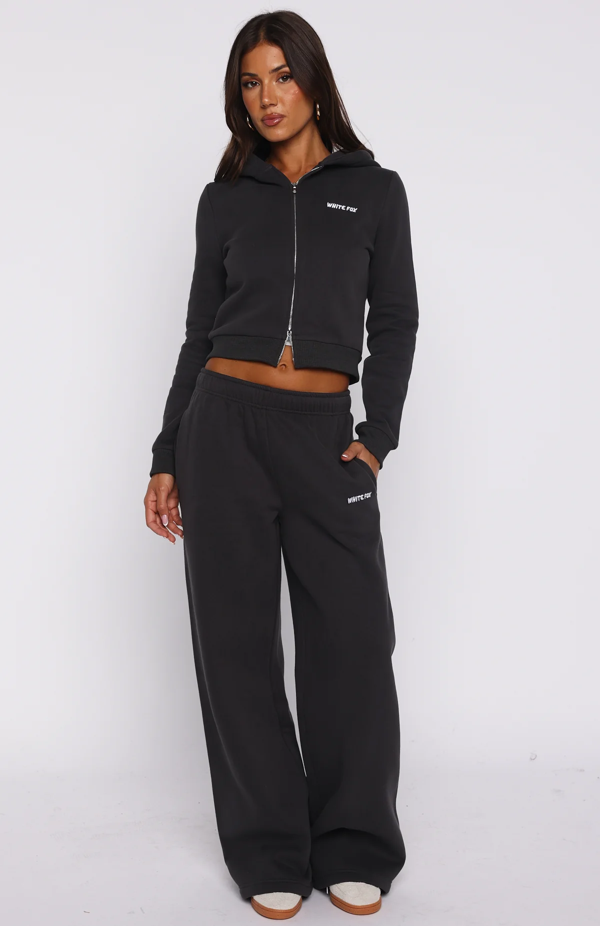 Comfy And Cute Slim Zip Front Hoodie Charcoal - Image 5