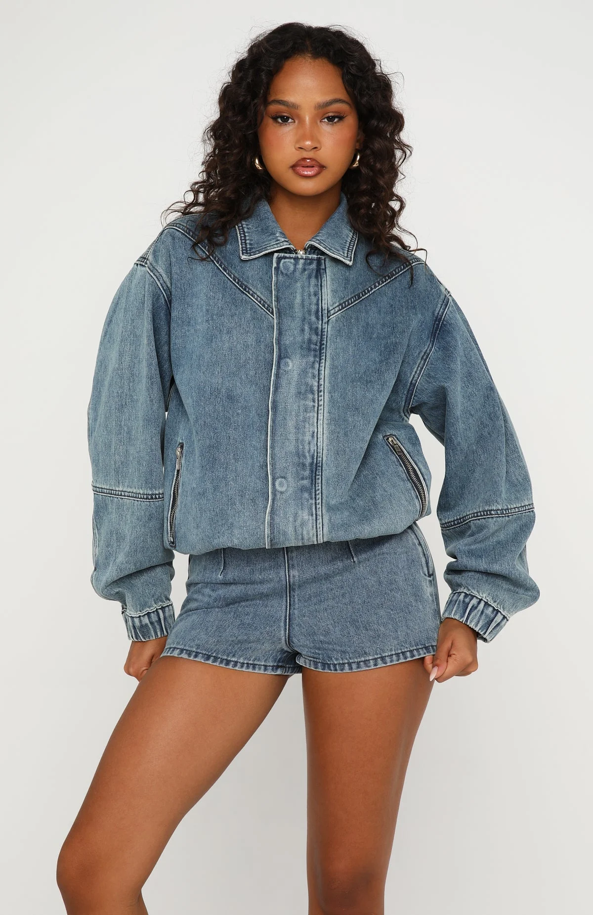 Cooler Than You Denim Shorts Brown Blue Acid - Image 3