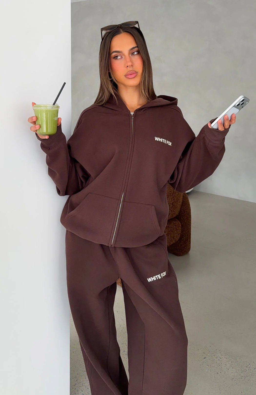 Core Classic Zip Front Hoodie Chocolate