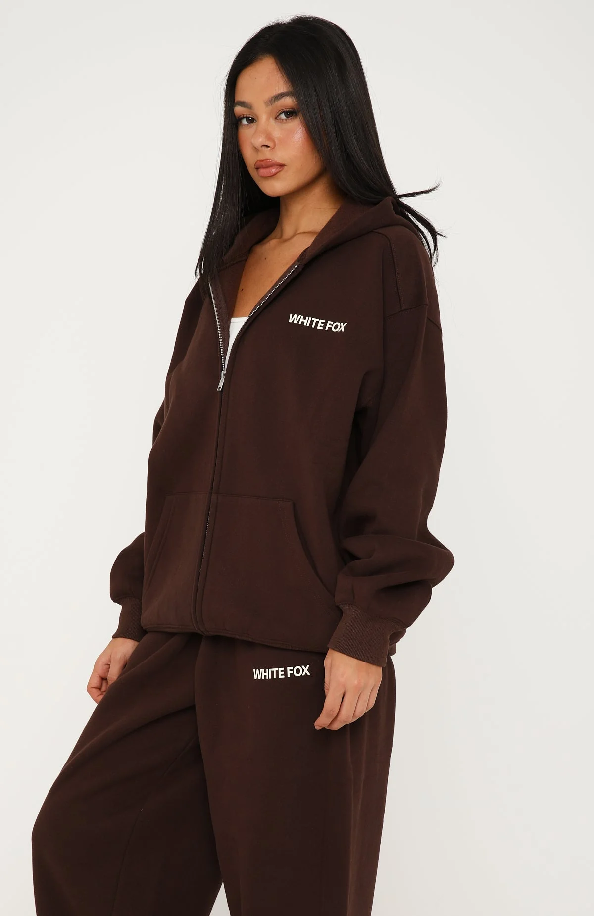 Core Classic Zip Front Hoodie Chocolate - Image 3