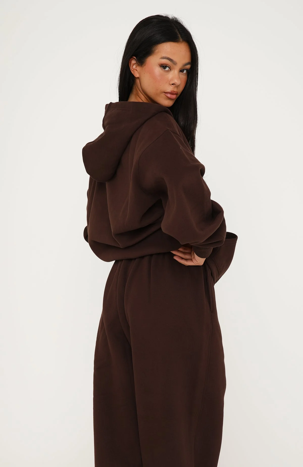 Core Classic Zip Front Hoodie Chocolate - Image 4