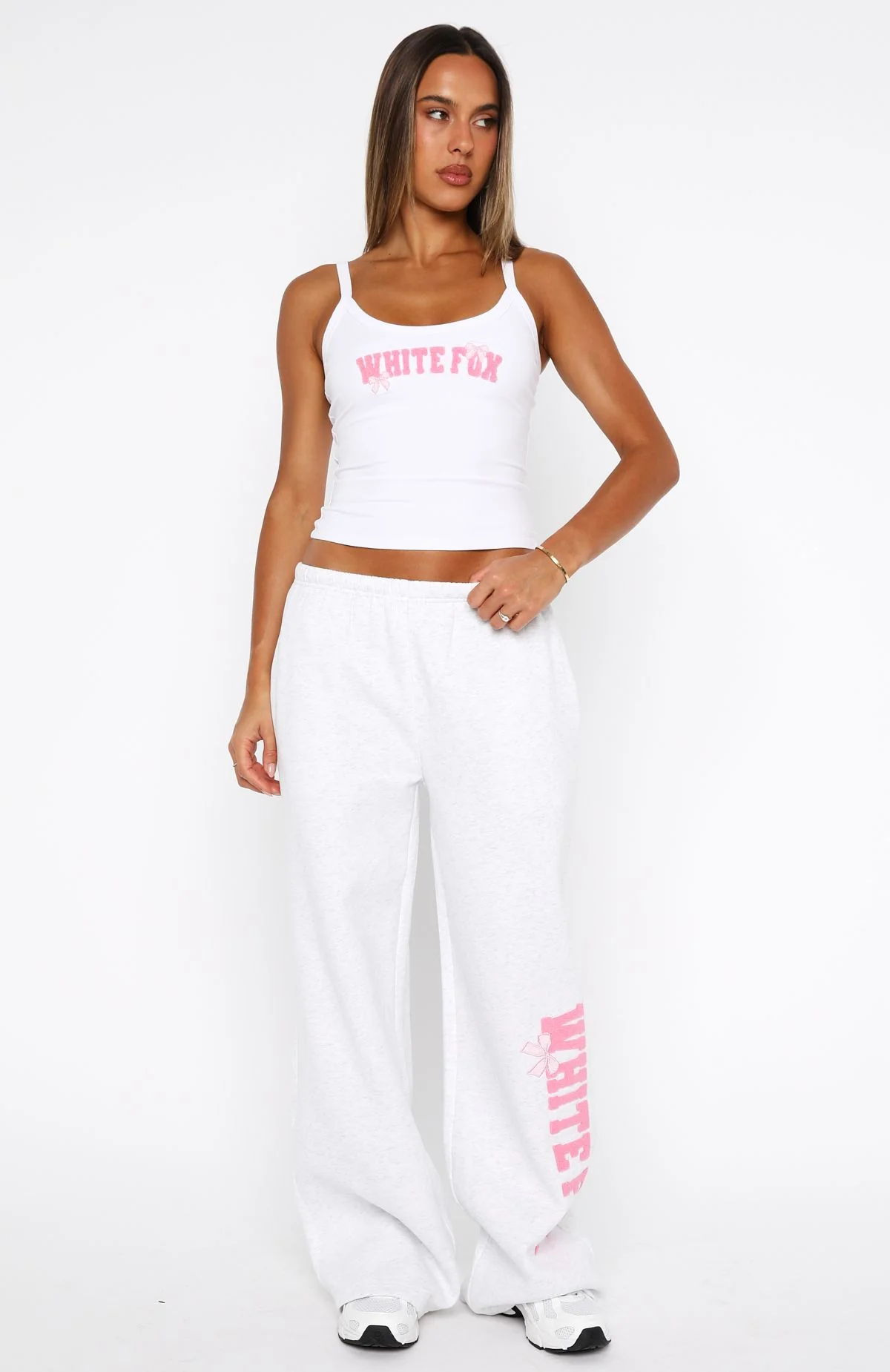 Daydreamers Madeline Wide Leg Sweatpants Grey Marle - Image 5