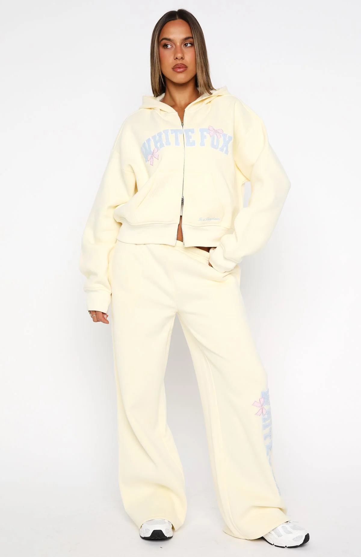 Daydreamers Madeline Wide Leg Sweatpants Lemon - Image 2