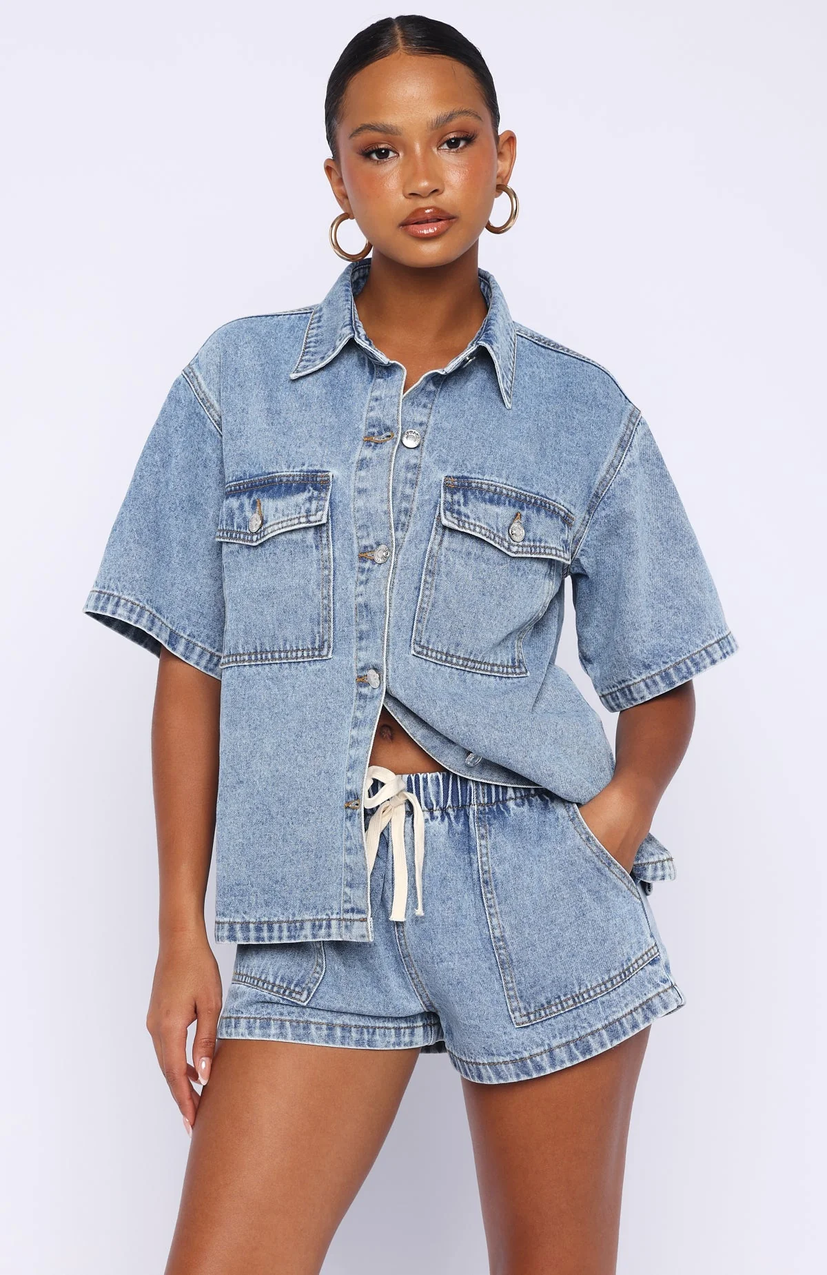 Denim Daydream Shorts Mid Blue - Image 2