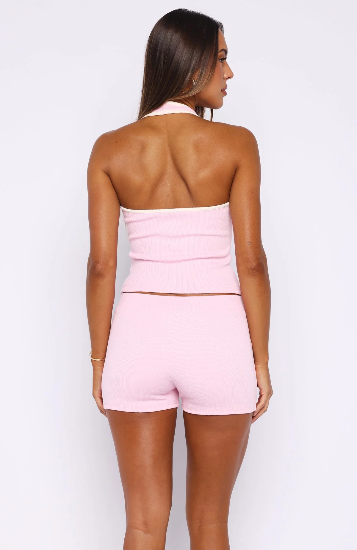 Doing My Best Ribbed Halter Top Pink - Image 4
