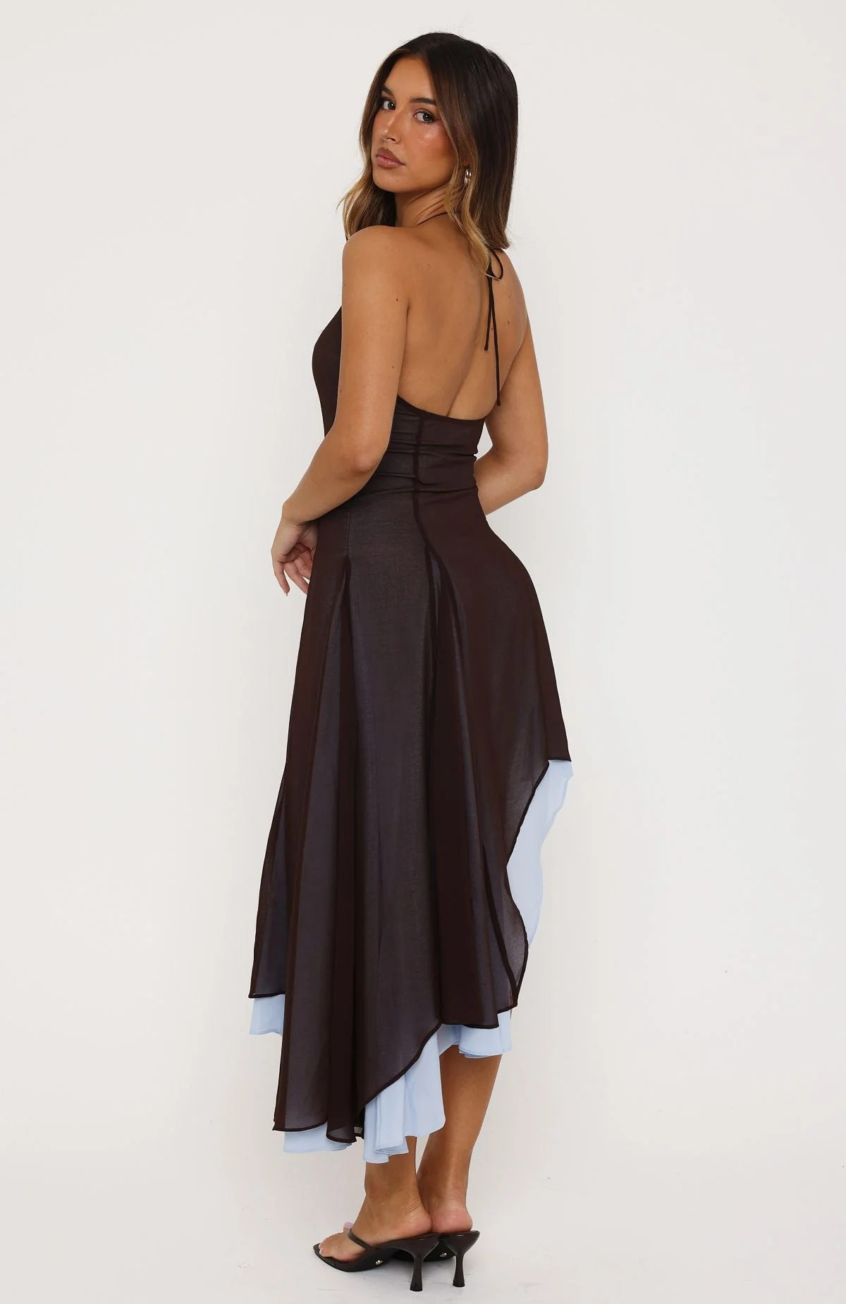 Dreaming About You Maxi Dress Chocolate/Baby Blue - Image 4
