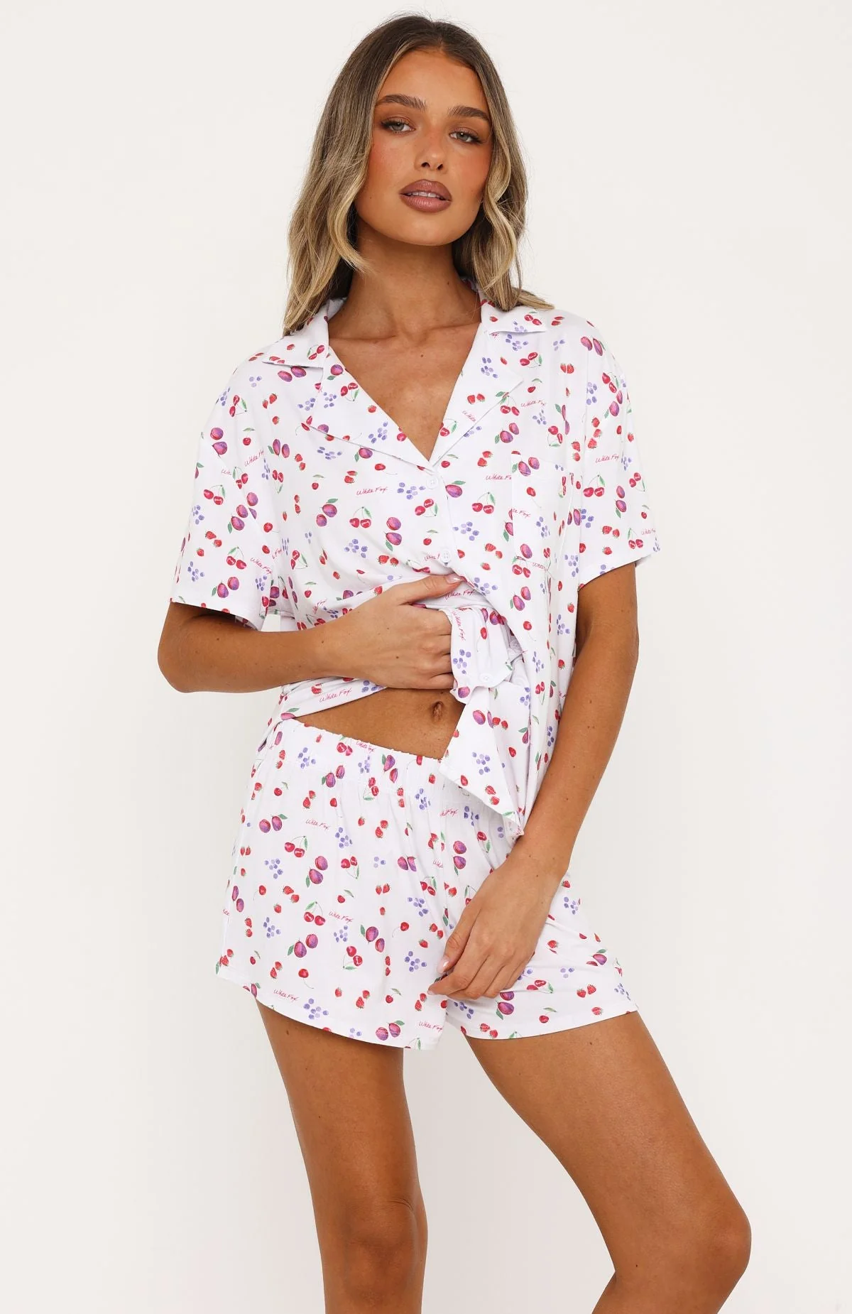 Dreamscape Printed Pyjama Set White Berries - Image 3