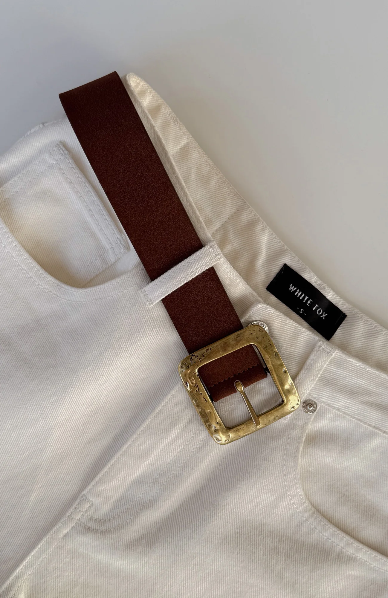 Esme Belt Chocolate Faux Suede/Gold - Image 3