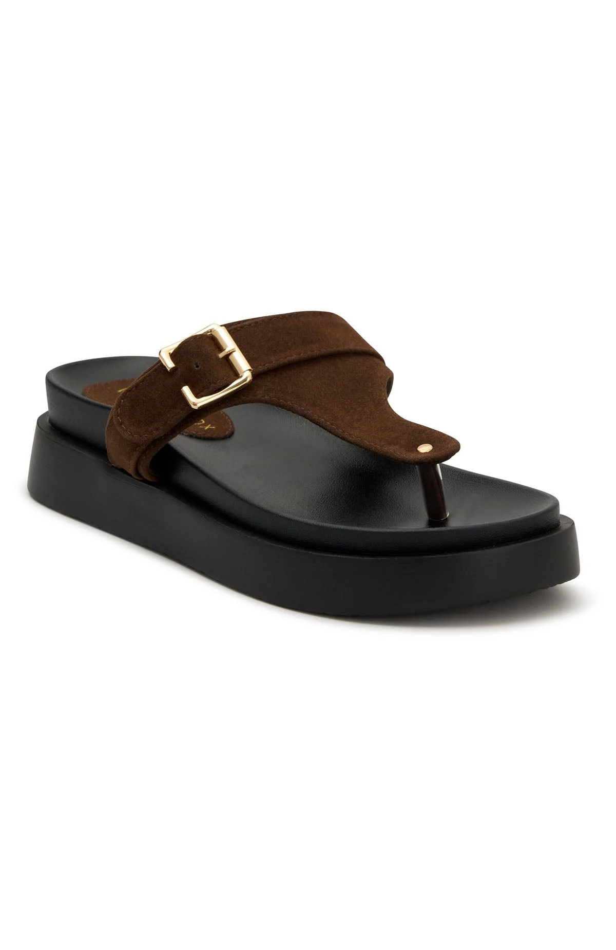 Eudora Thong Sandals Chocolate Faux Suede - Image 2
