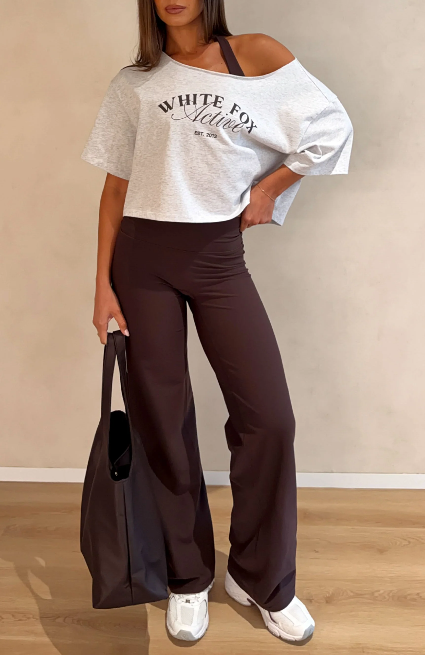 Far Away Off Shoulder Cropped Tee Grey Marle - Image 2