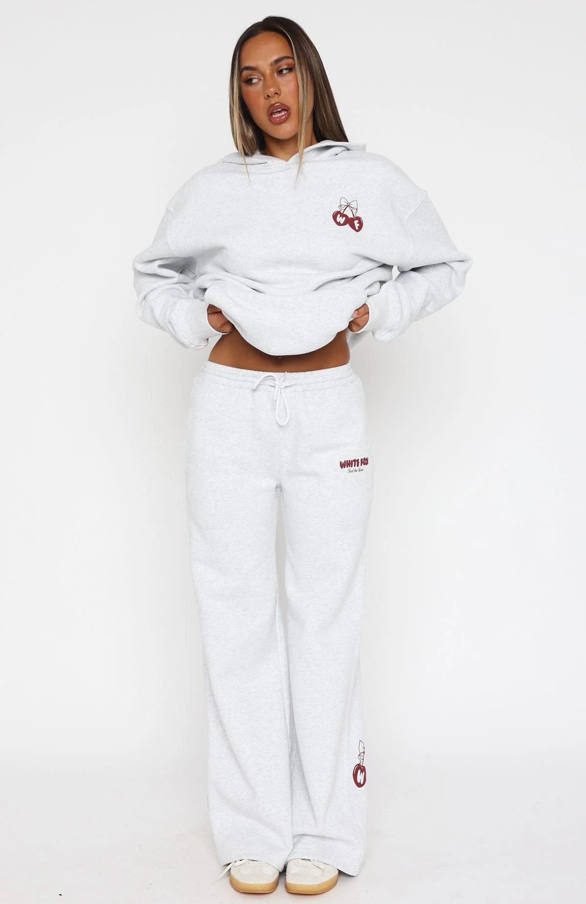 Feel The Love Wide Leg Sweatpants Grey Marle - Image 2