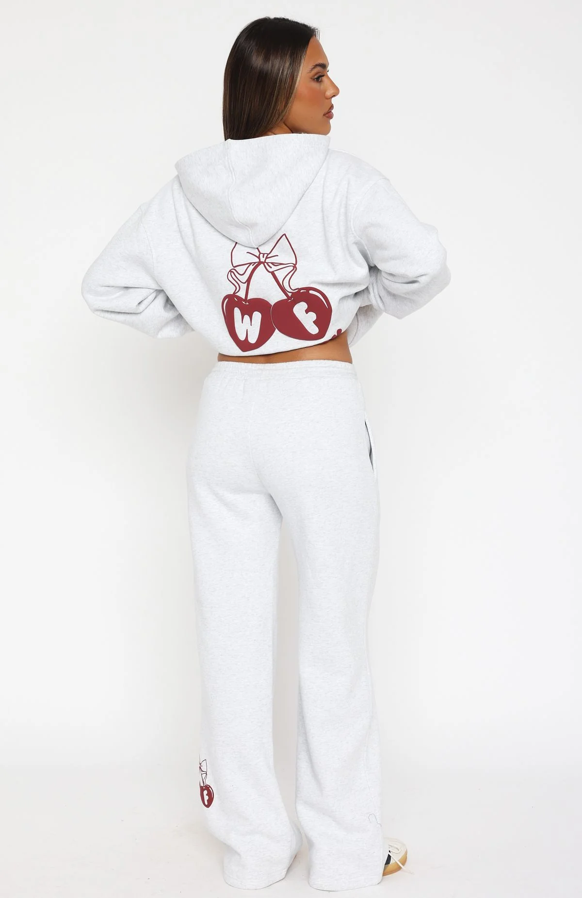 Feel The Love Wide Leg Sweatpants Grey Marle - Image 4
