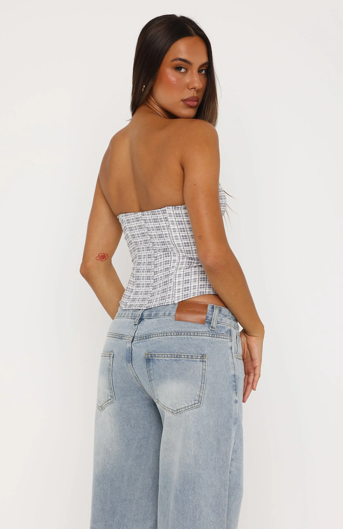 Fire Me Up Strapless Bustier Darling Grey Check - Image 5