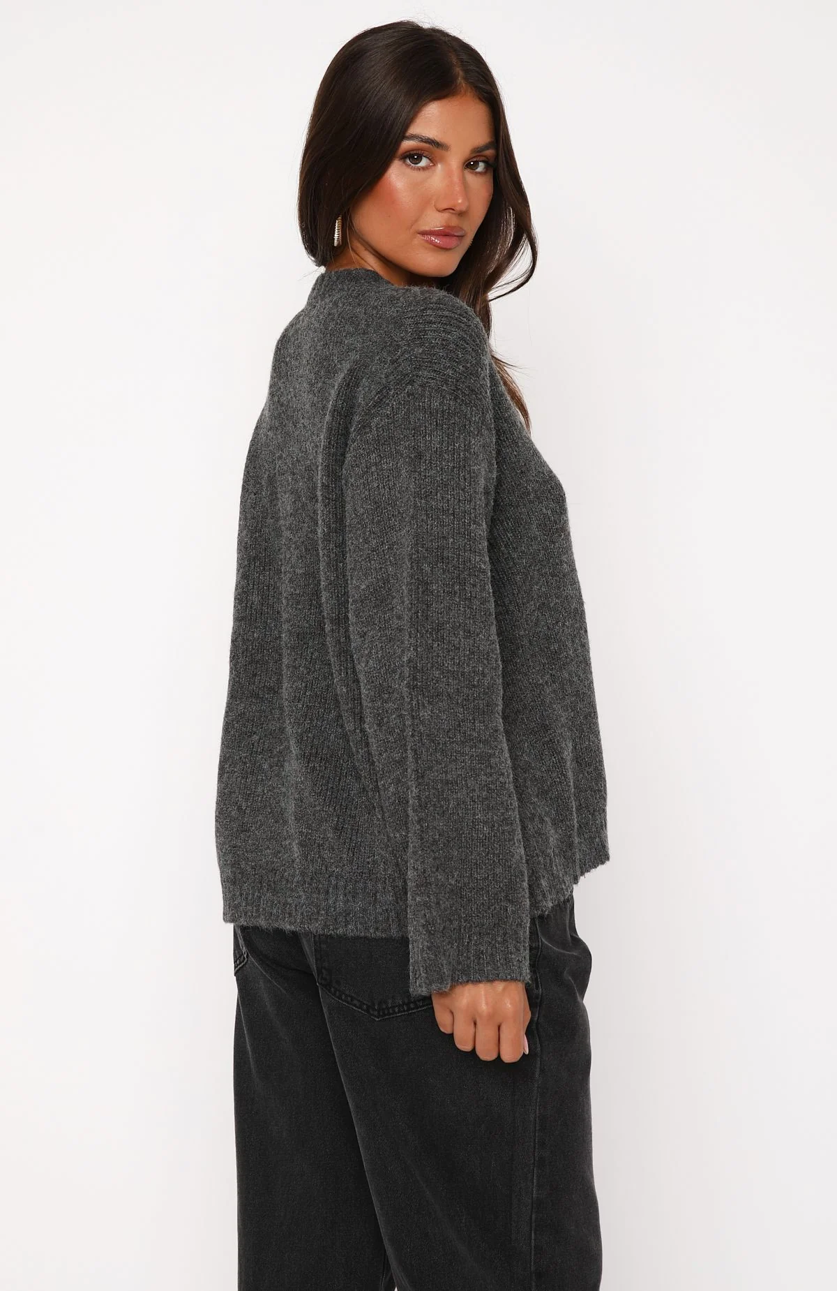 Flashback Knit Cardigan Charcoal - Image 4