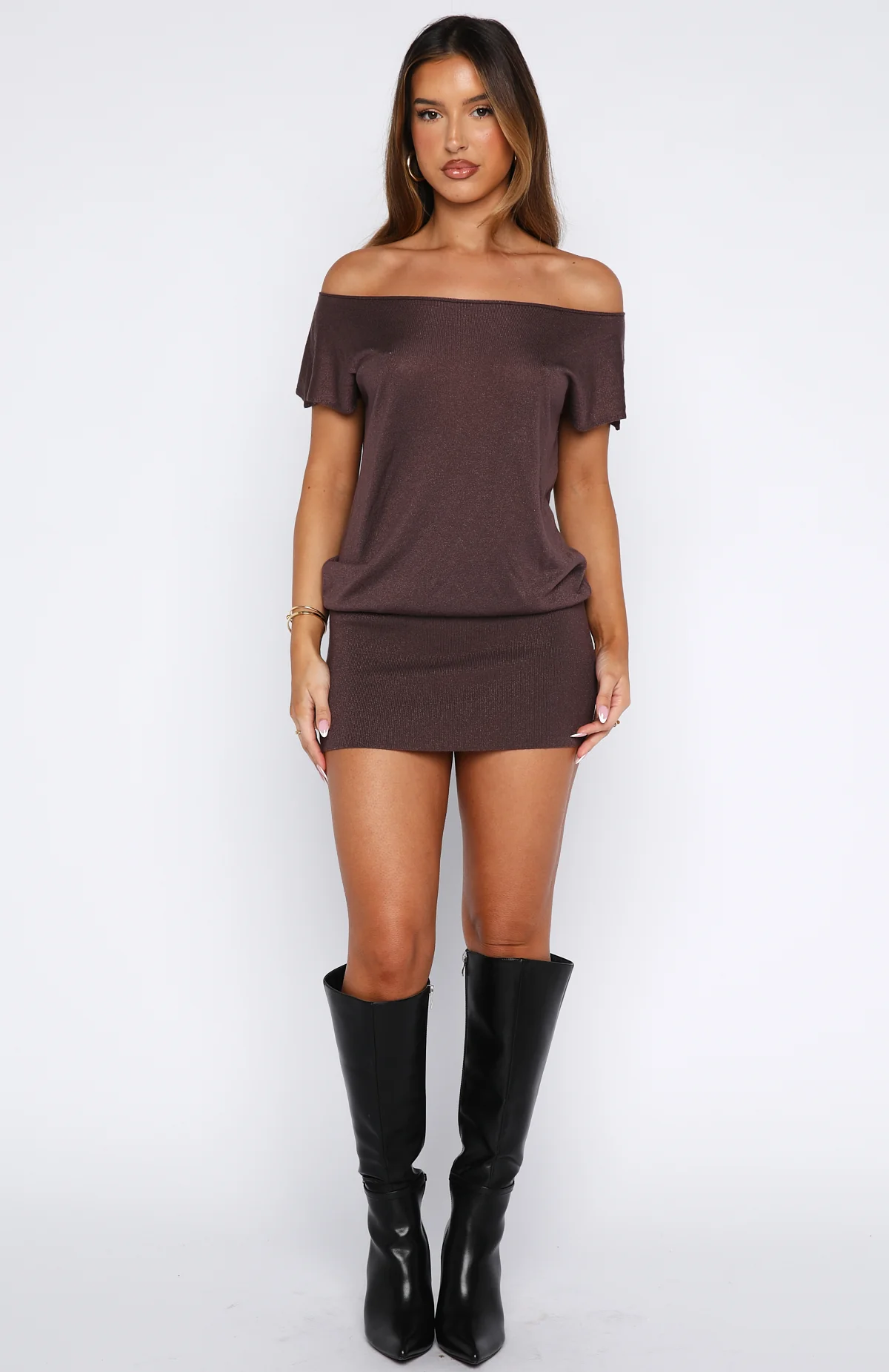 Following My Instincts Mini Dress Chocolate - Image 5