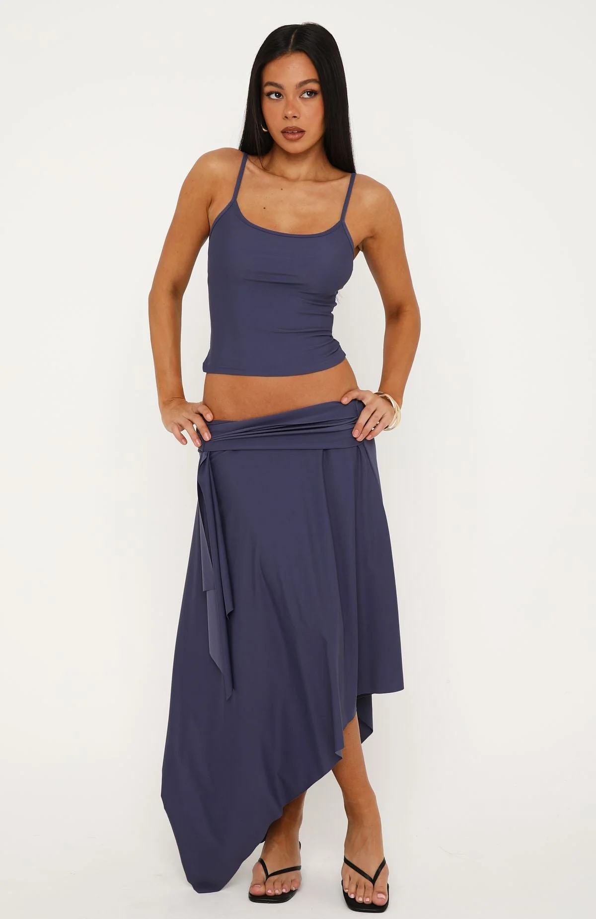 Free All Night Midi Skirt Steel - Image 2