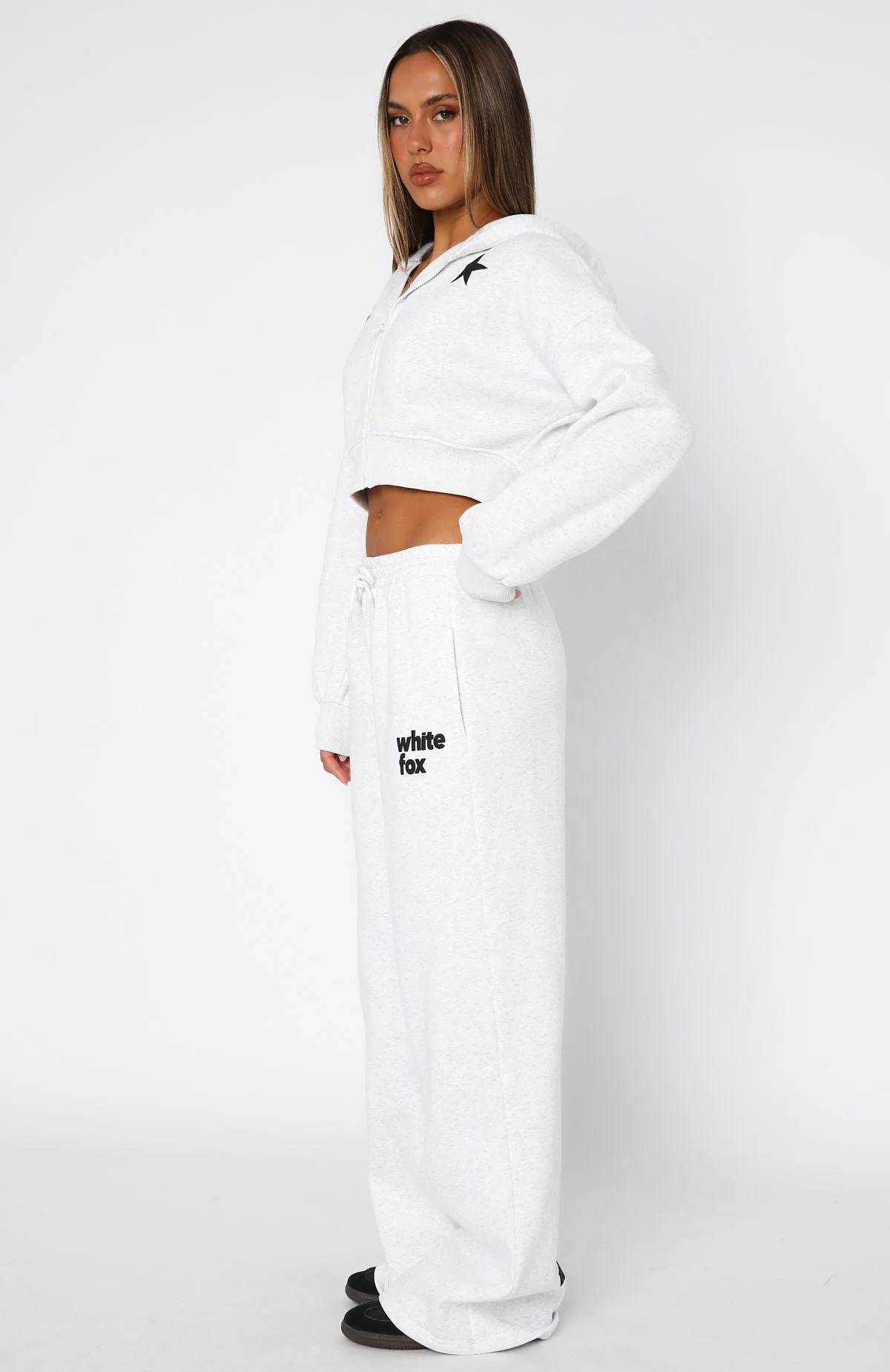 From The Archives Charli Wide Leg Sweatpants Grey Marle - Image 5
