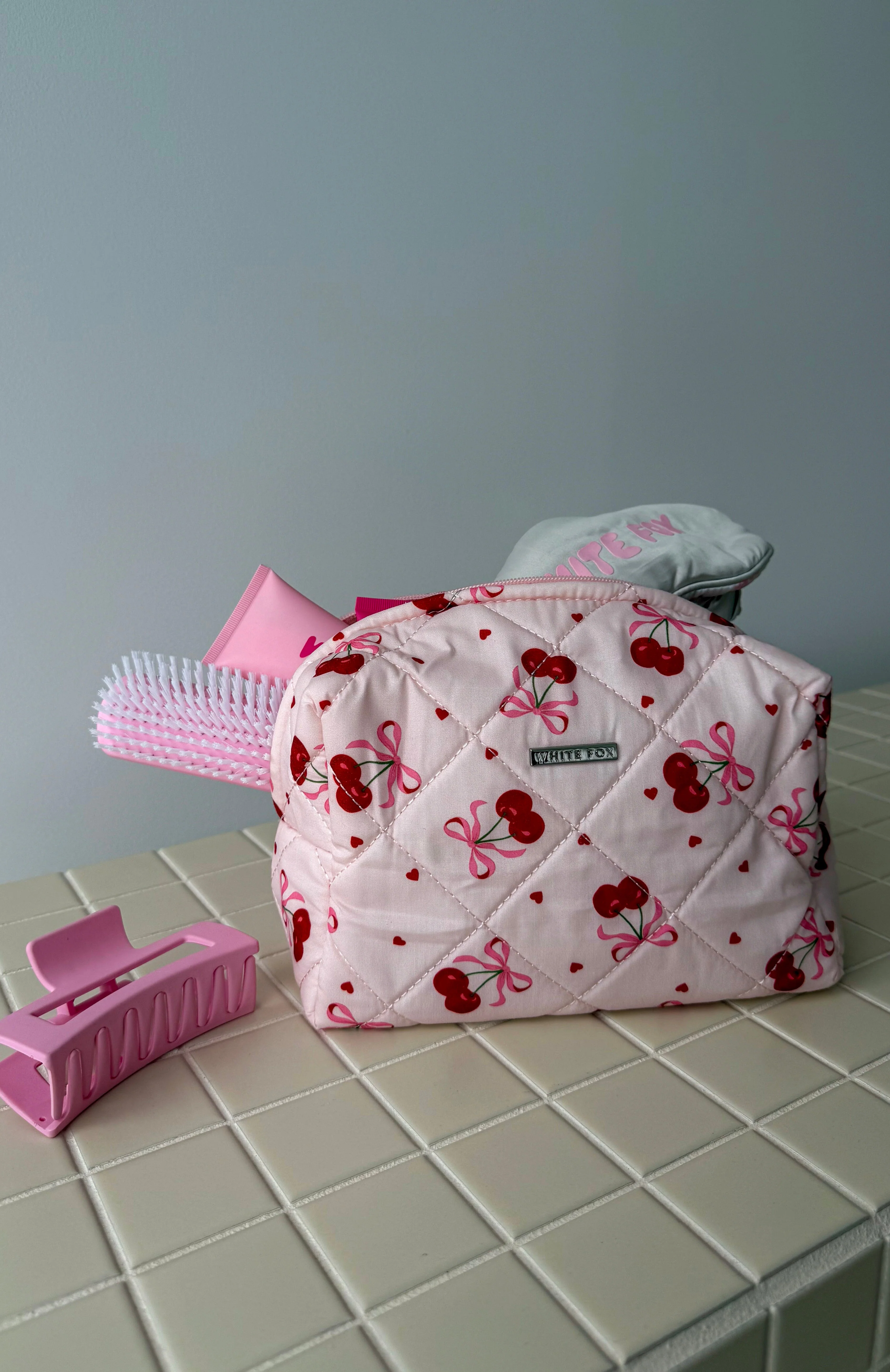 Getting Ready Cosmetic Bag Cherry Bow - Image 2