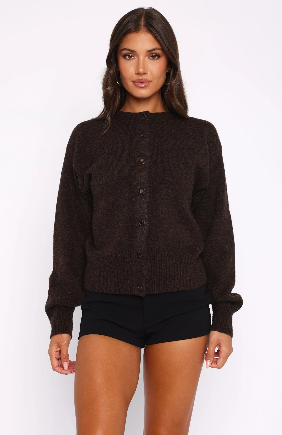 Helping Hand Knit Cardigan Dark Chocolate - Image 3