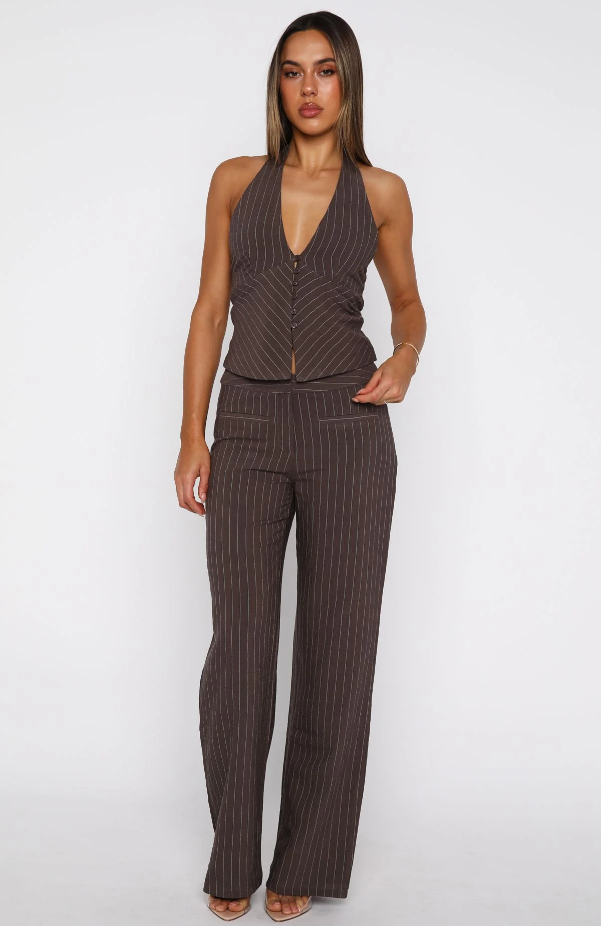 I Don't Compete Halter Top Chocolate - Image 7