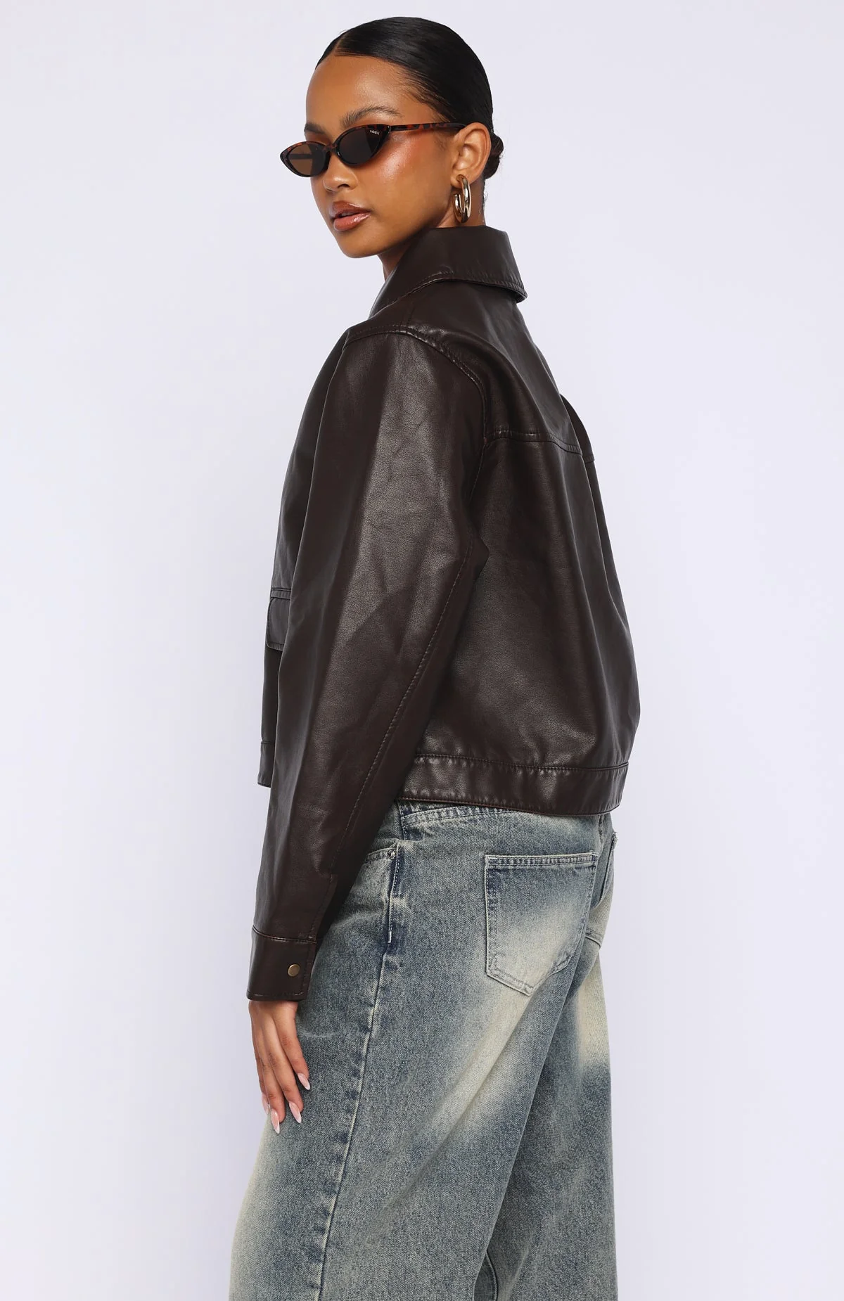 I Know Love PU Jacket Chocolate - Image 4