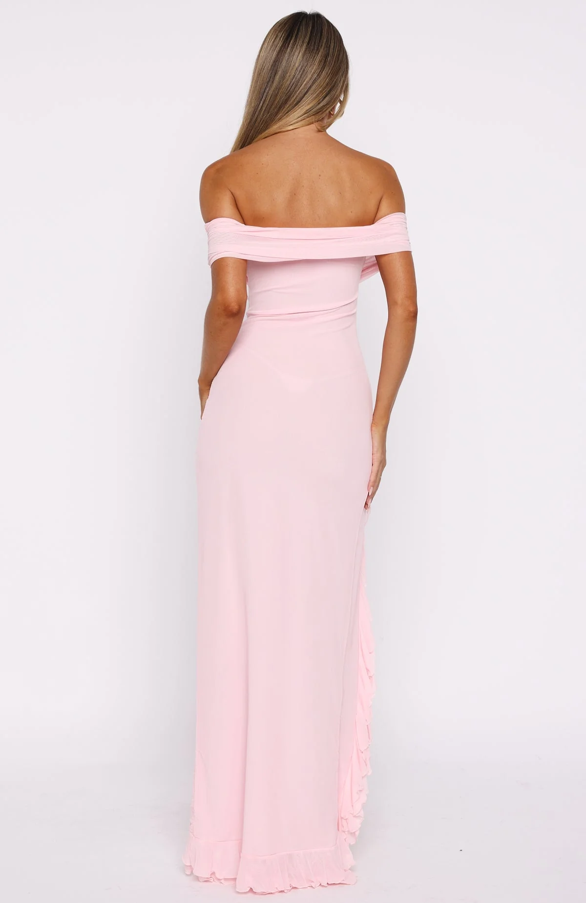 Icon In Motion Off Shoulder Maxi Dress Baby Pink - Image 5