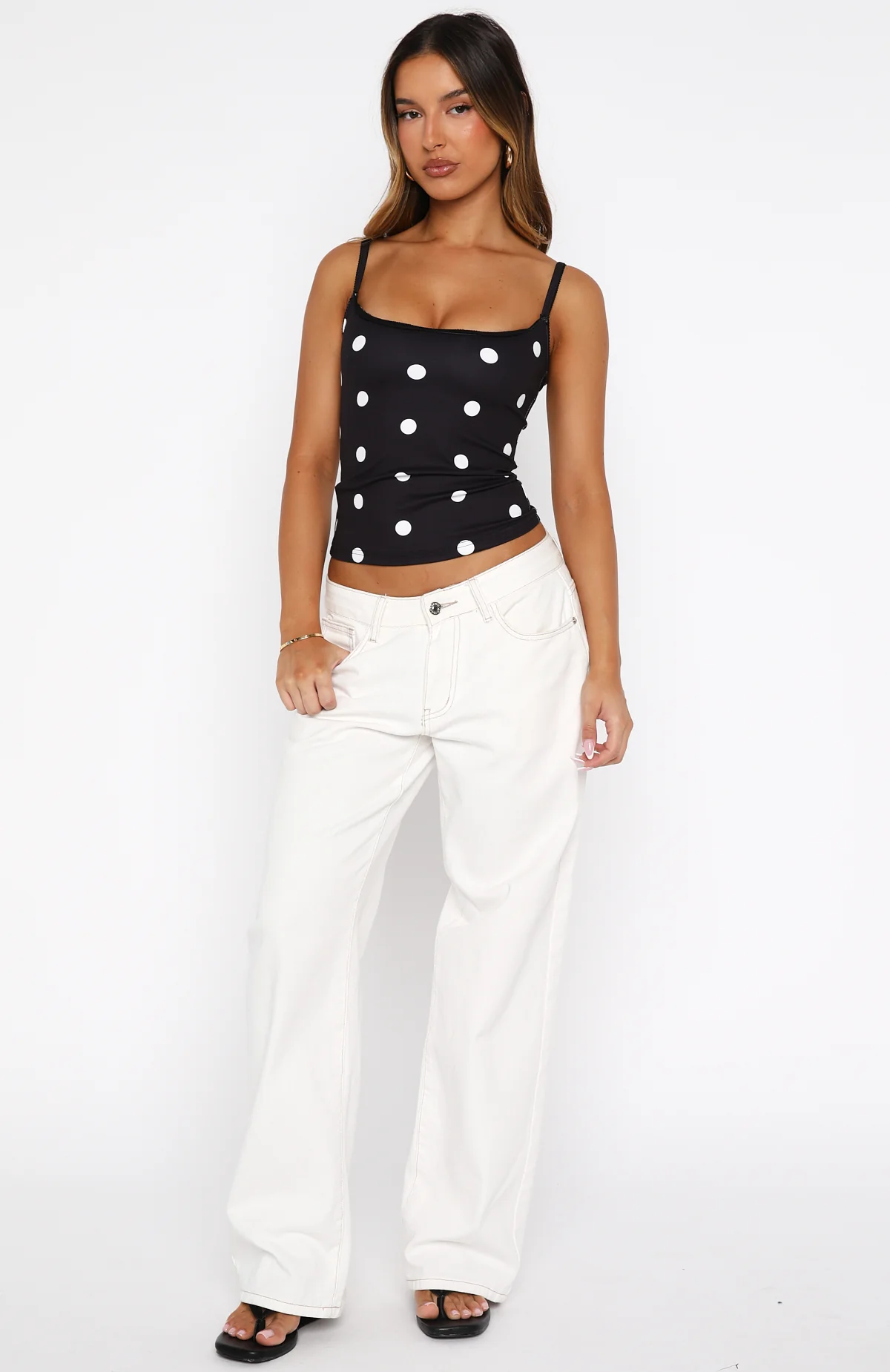 I'm The Answer Tank Top Black/White Polka Dot - Image 5