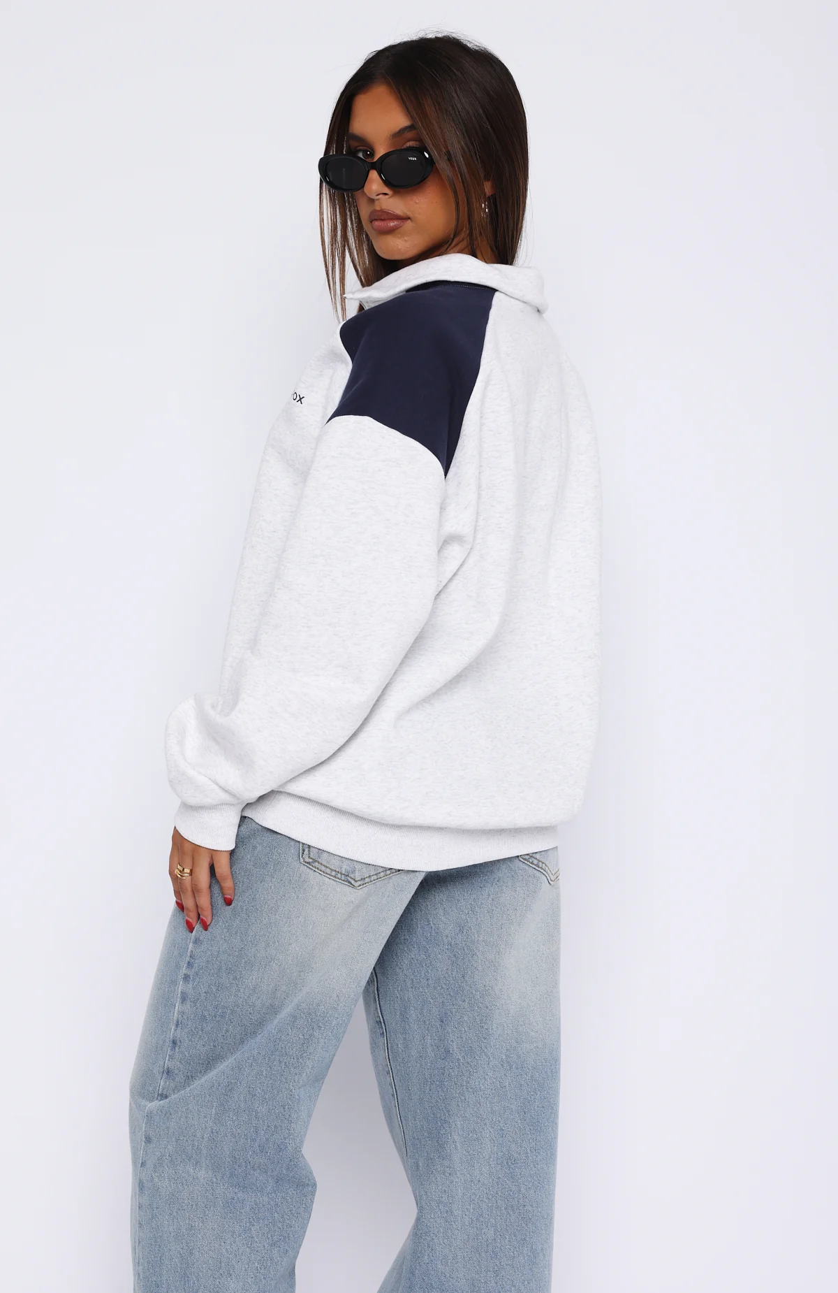 It's A Bad Idea Zip Front Sweater Grey - Image 4