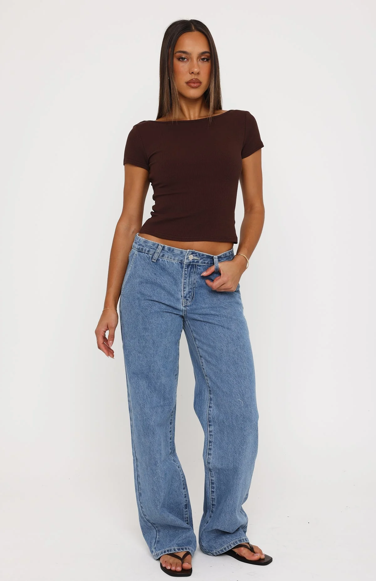Jealous Side Low Rise Wide Leg Jeans Vintage Blue - Image 2
