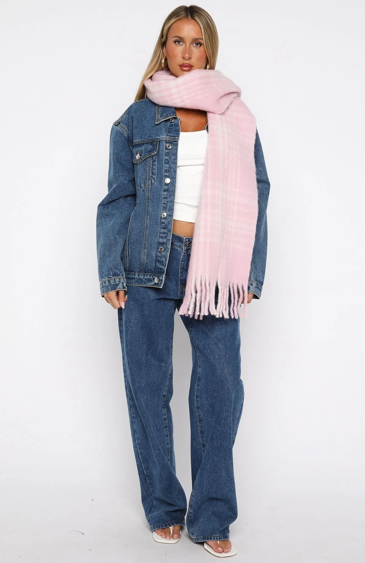 Joss Scarf Pink Plaid - Image 2