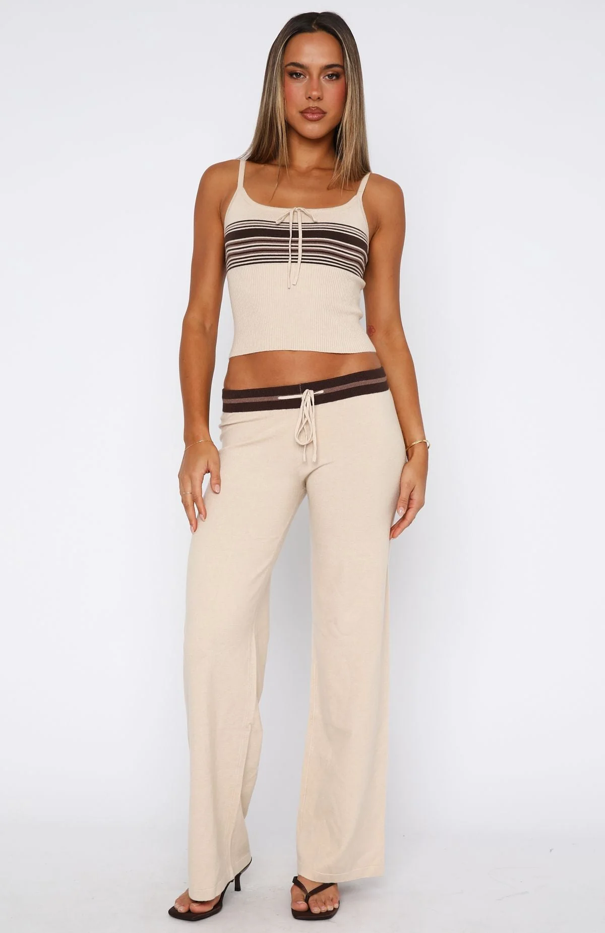 Keep Driving Knit Cami Top Chocolate Stripe - Image 5