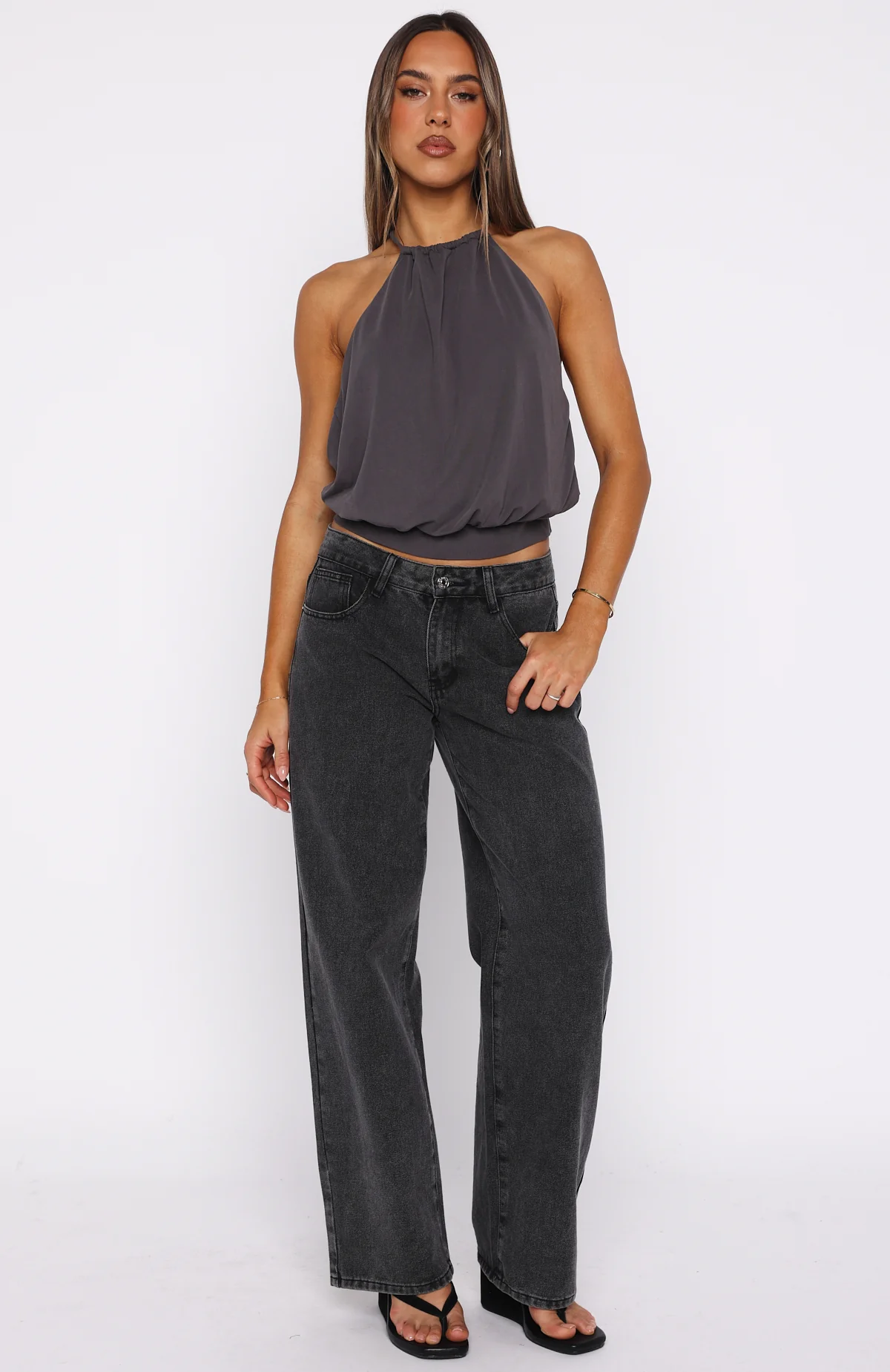 Last Time For Real Halter Top Charcoal - Image 6