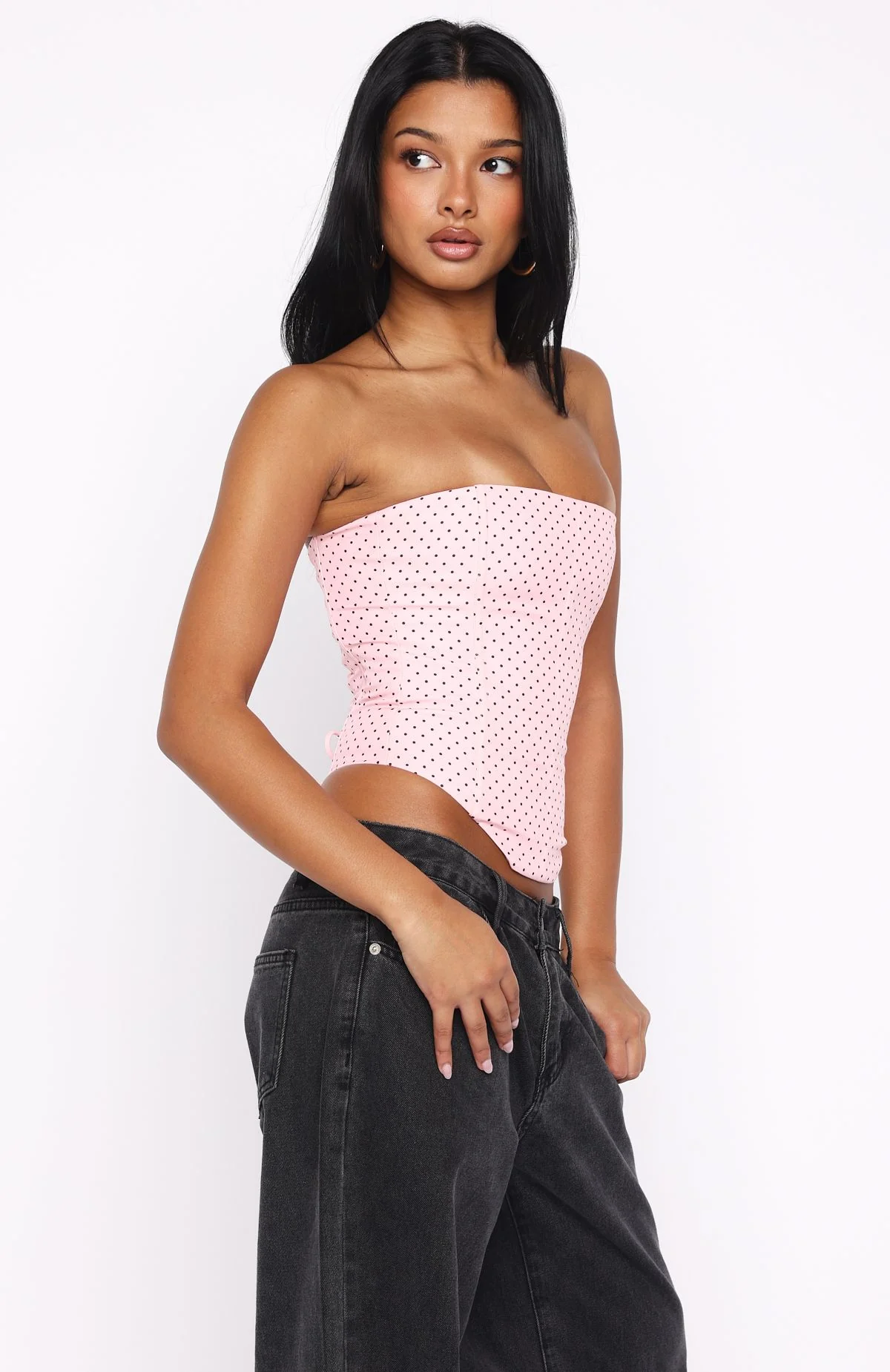 Let It Go Strapless Bustier Pink Polka Dot - Image 4