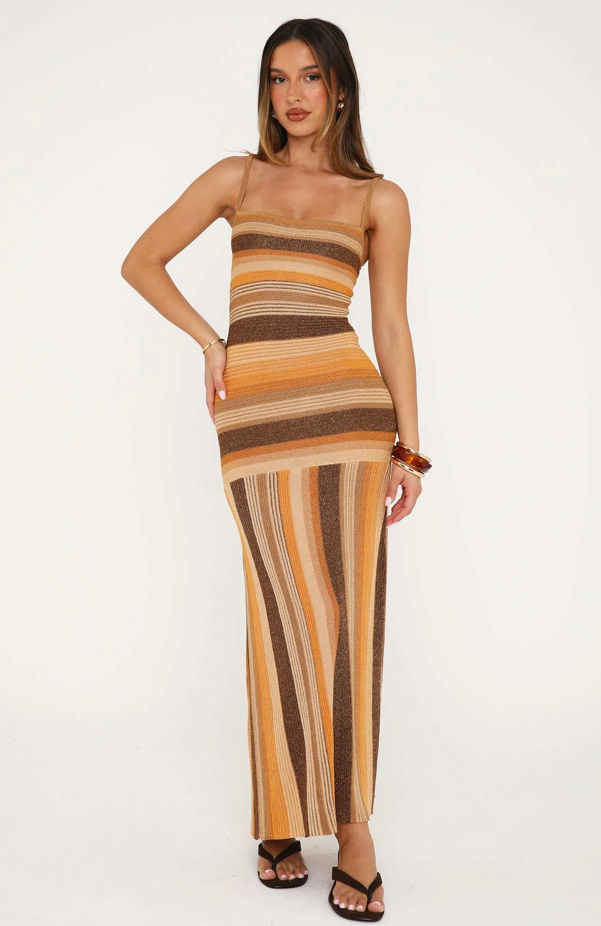 Linear Heat Knit Maxi Dress Honey Love - Image 3