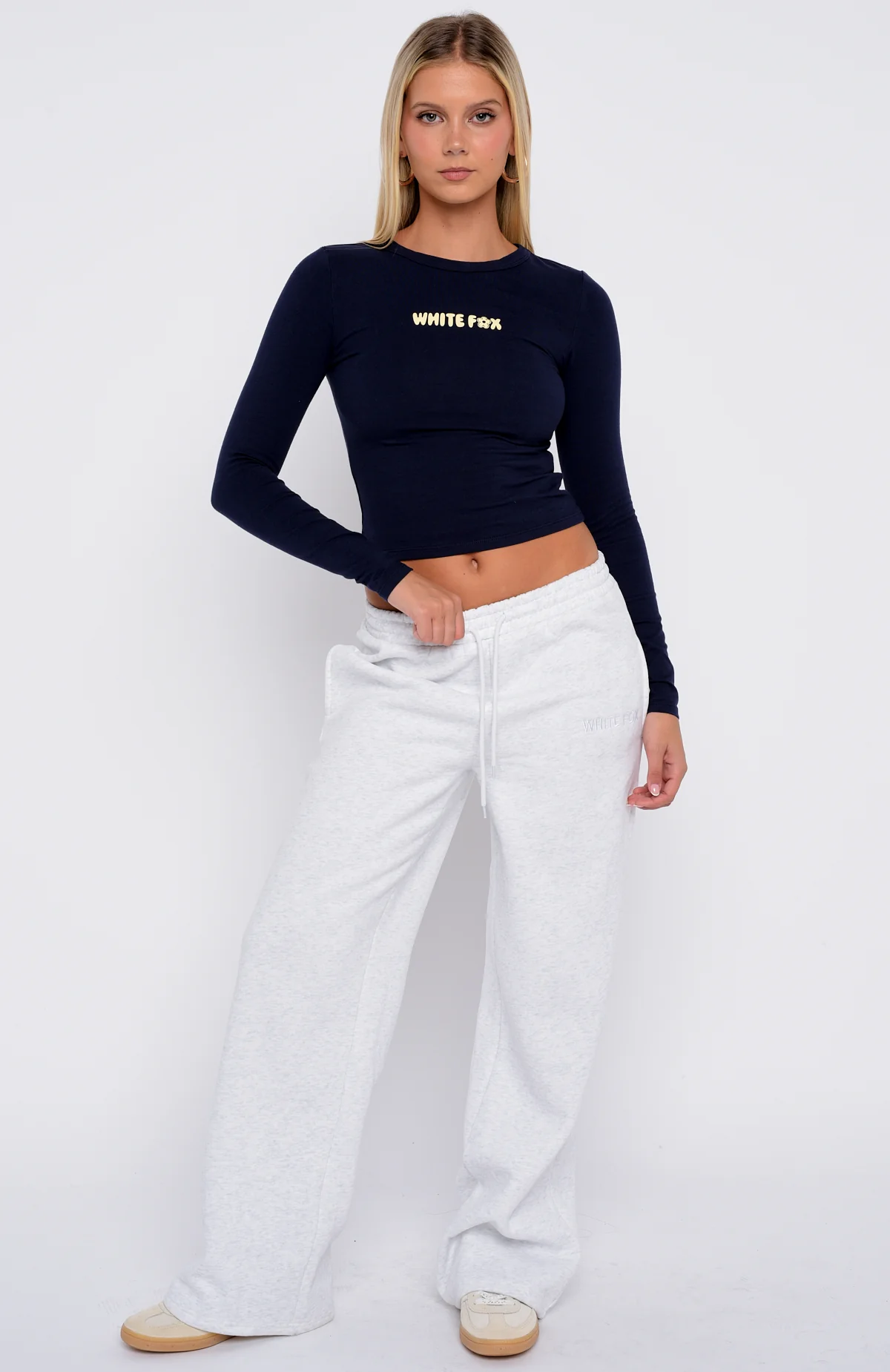 Love Addiction Long Sleeve Baby Tee Navy - Image 6