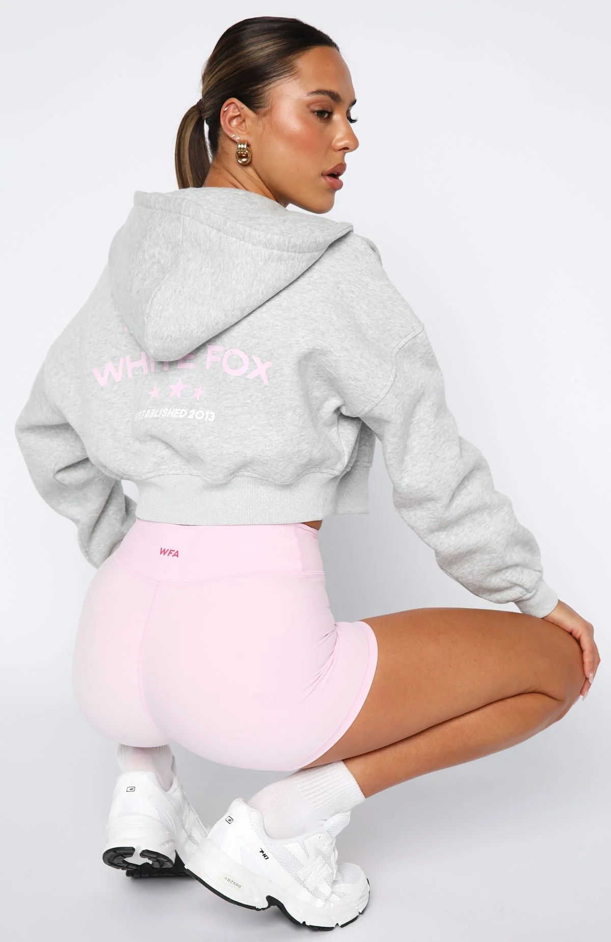 Love For The Game Cropped Zip Hoodie Dark Grey Marle - Image 4