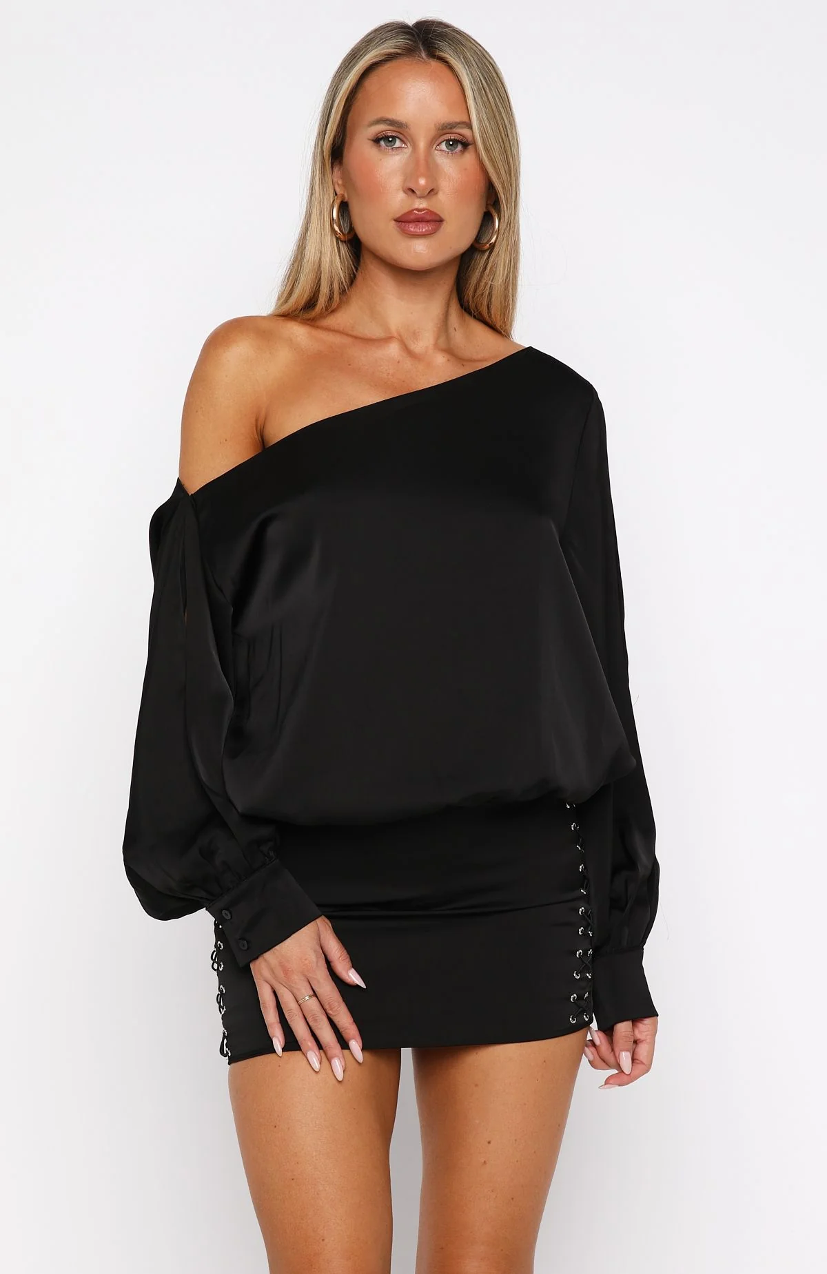 Love Letter Long Sleeve Mini Dress Black - Image 2